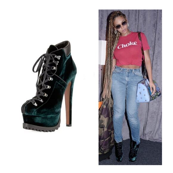 Seen on Bey Alaïa Velvet Double Platform Hiker Boots Black EU 38 - Picture 11 of 11